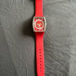 D&G Vibrant Red Watch with Silver Details
